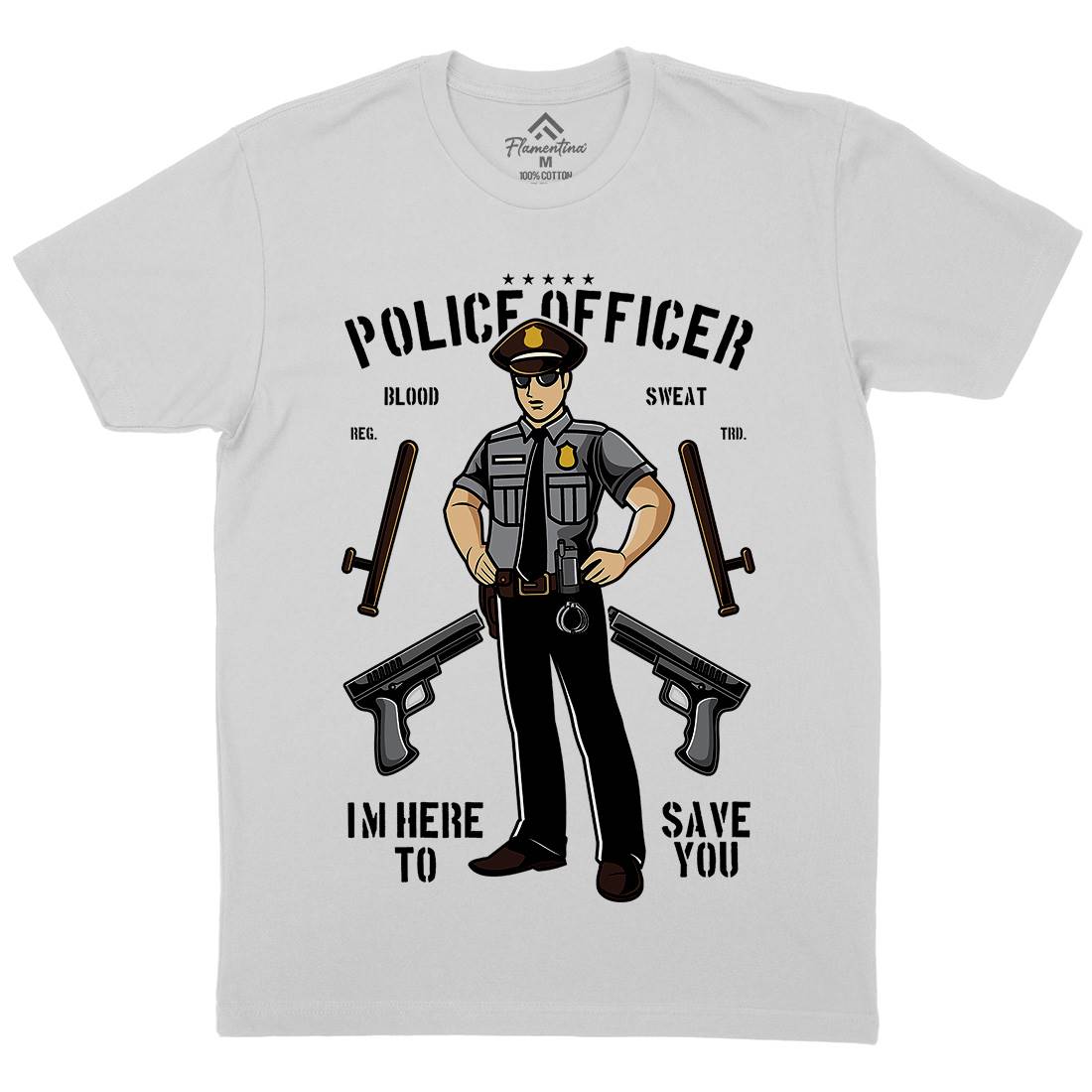 Police Officer Mens Crew Neck T-Shirt Work C422