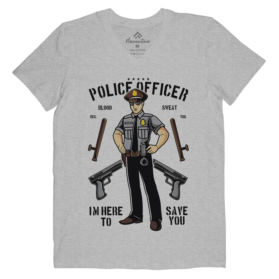 Police Officer Mens Organic V-Neck T-Shirt Work C422
