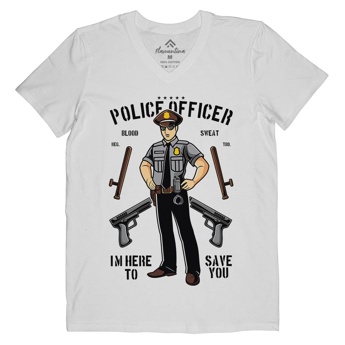 Police Officer Mens Organic V-Neck T-Shirt Work C422