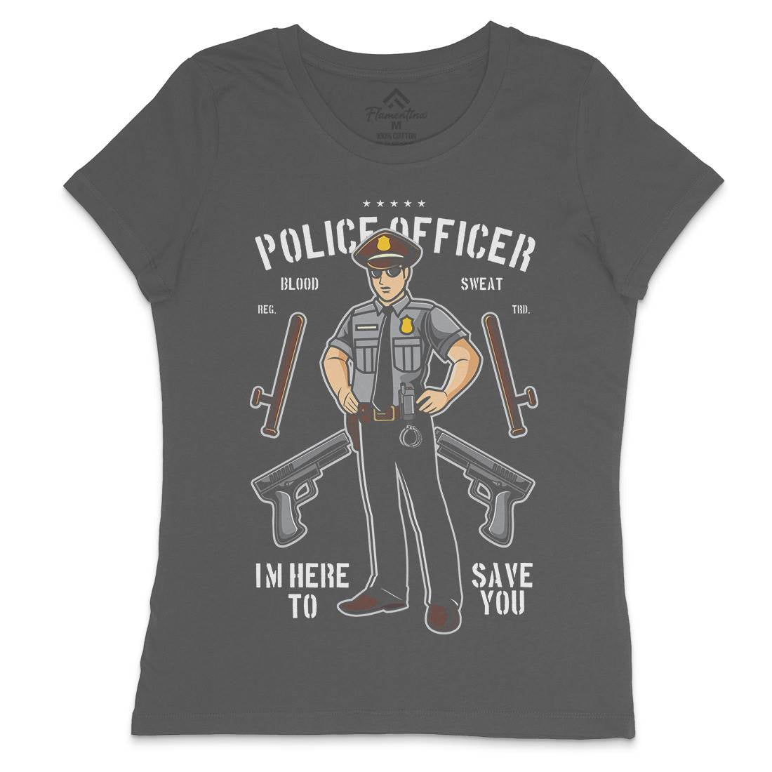 Police Officer Womens Crew Neck T-Shirt Work C422
