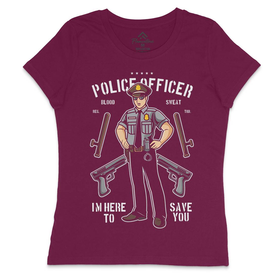 Police Officer Womens Crew Neck T-Shirt Work C422