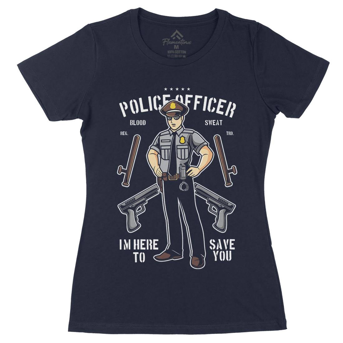 Police Officer Womens Organic Crew Neck T-Shirt Work C422