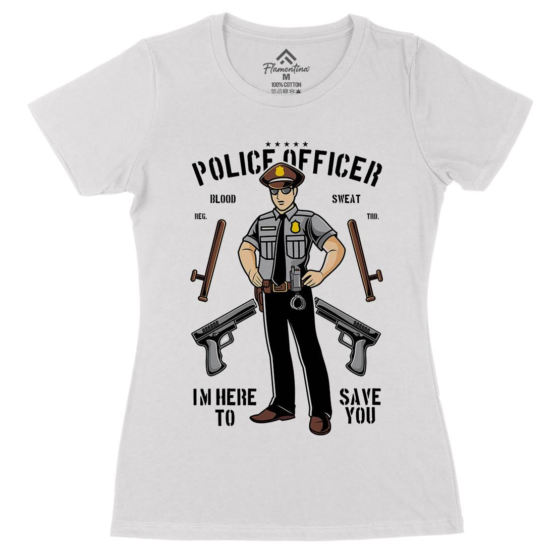 Police Officer Womens Organic Crew Neck T-Shirt Work C422