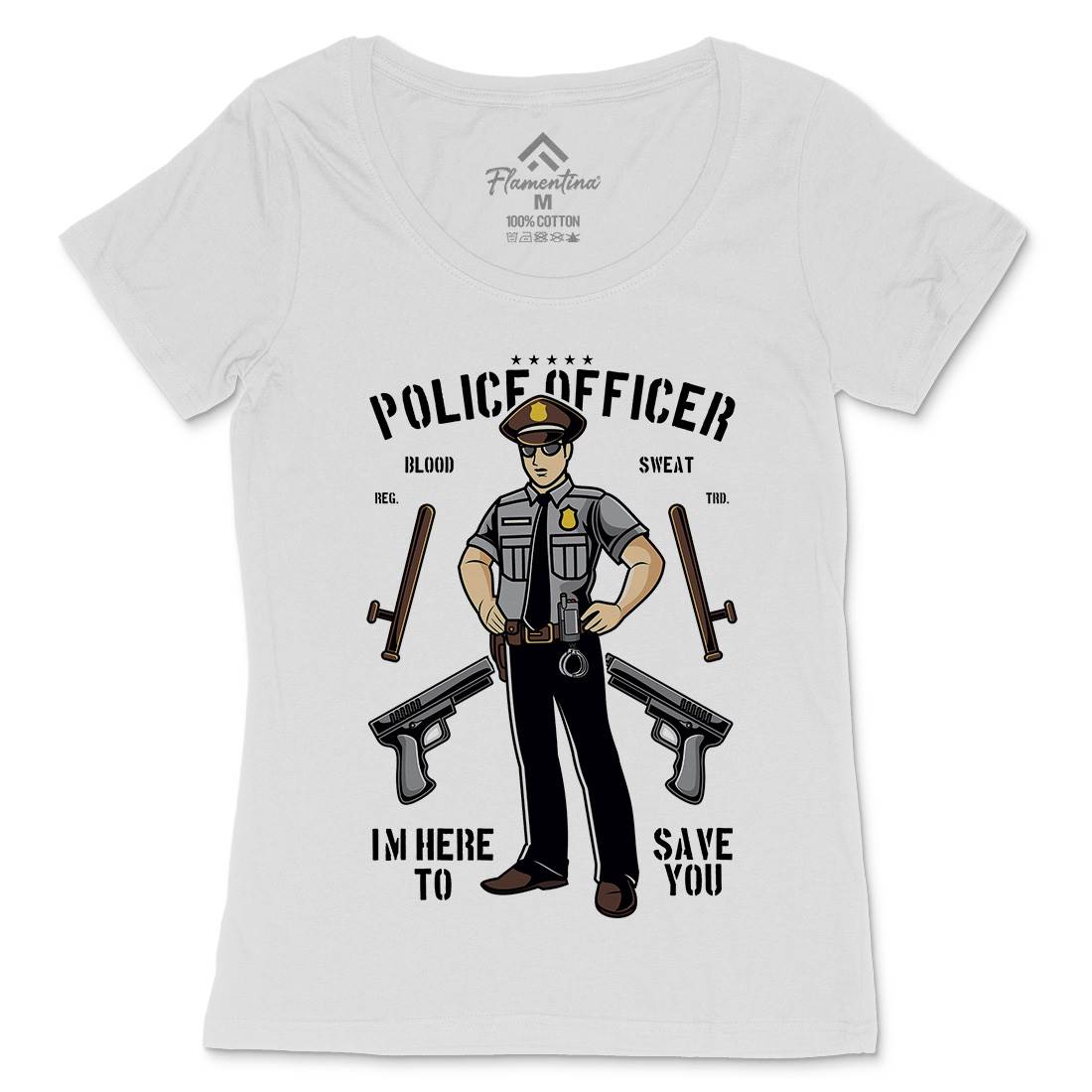 Police Officer Womens Scoop Neck T-Shirt Work C422
