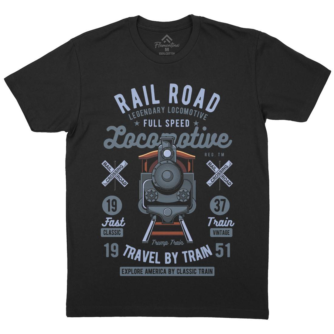 Rail Road Mens Crew Neck T-Shirt Vehicles C423