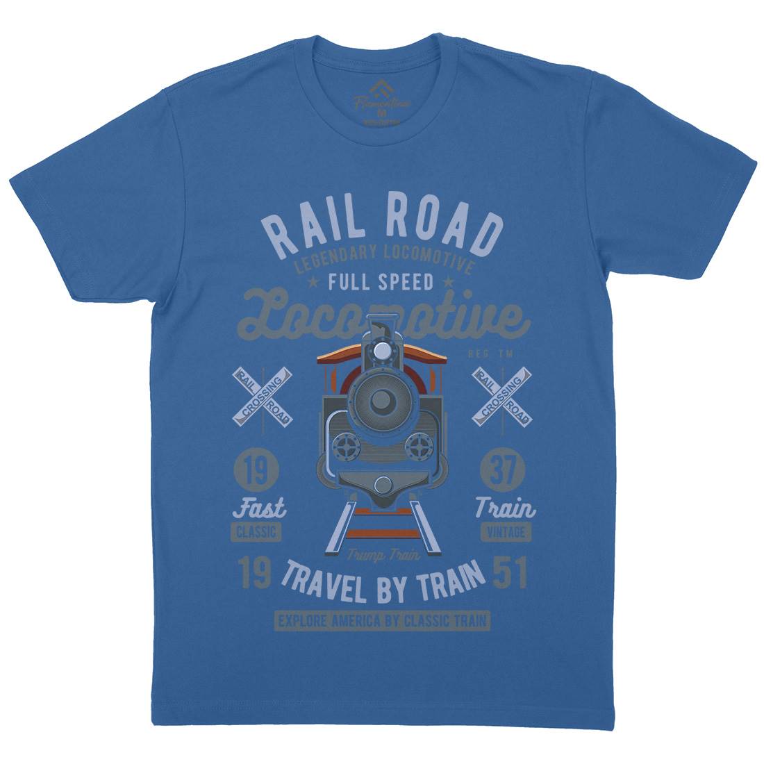 Rail Road Mens Organic Crew Neck T-Shirt Vehicles C423
