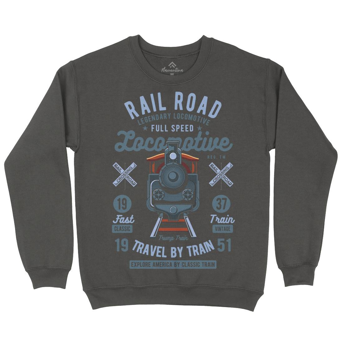 Rail Road Mens Crew Neck Sweatshirt Vehicles C423