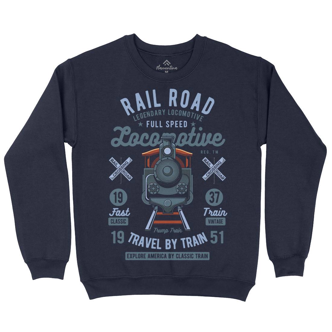 Rail Road Mens Crew Neck Sweatshirt Vehicles C423