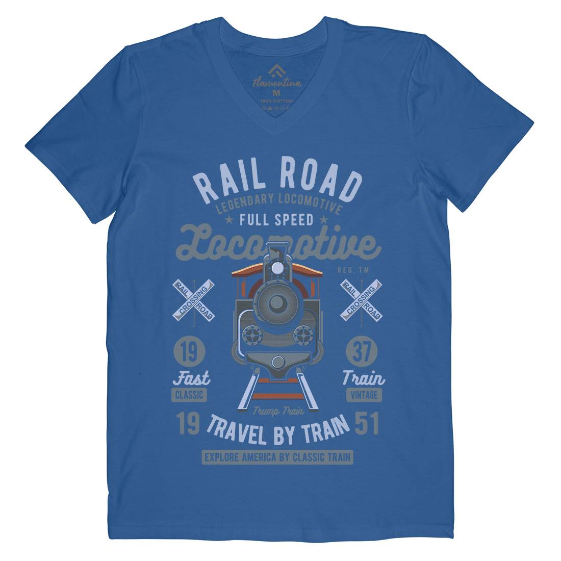 Rail Road Mens V-Neck T-Shirt Vehicles C423