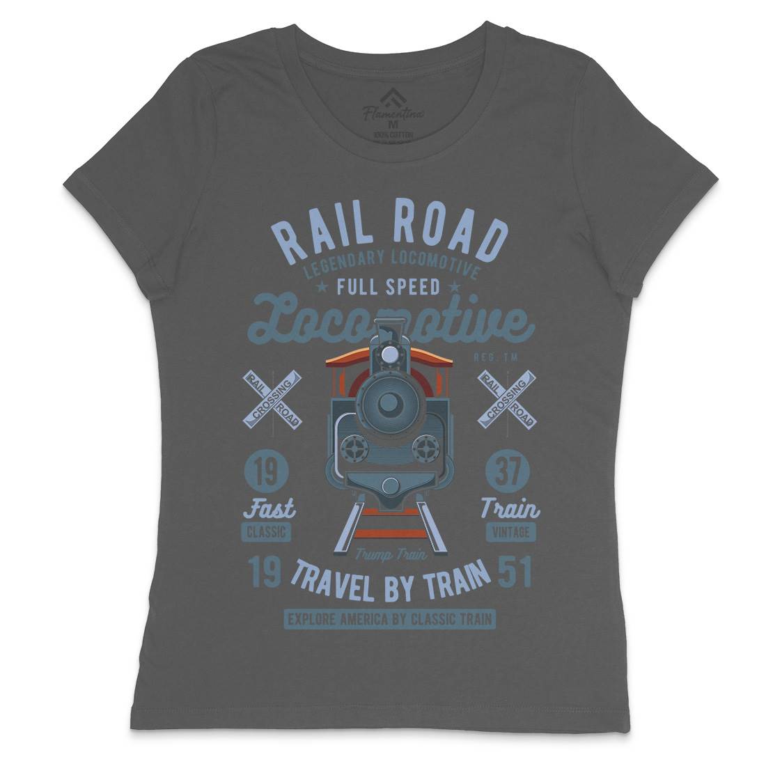 Rail Road Womens Crew Neck T-Shirt Vehicles C423