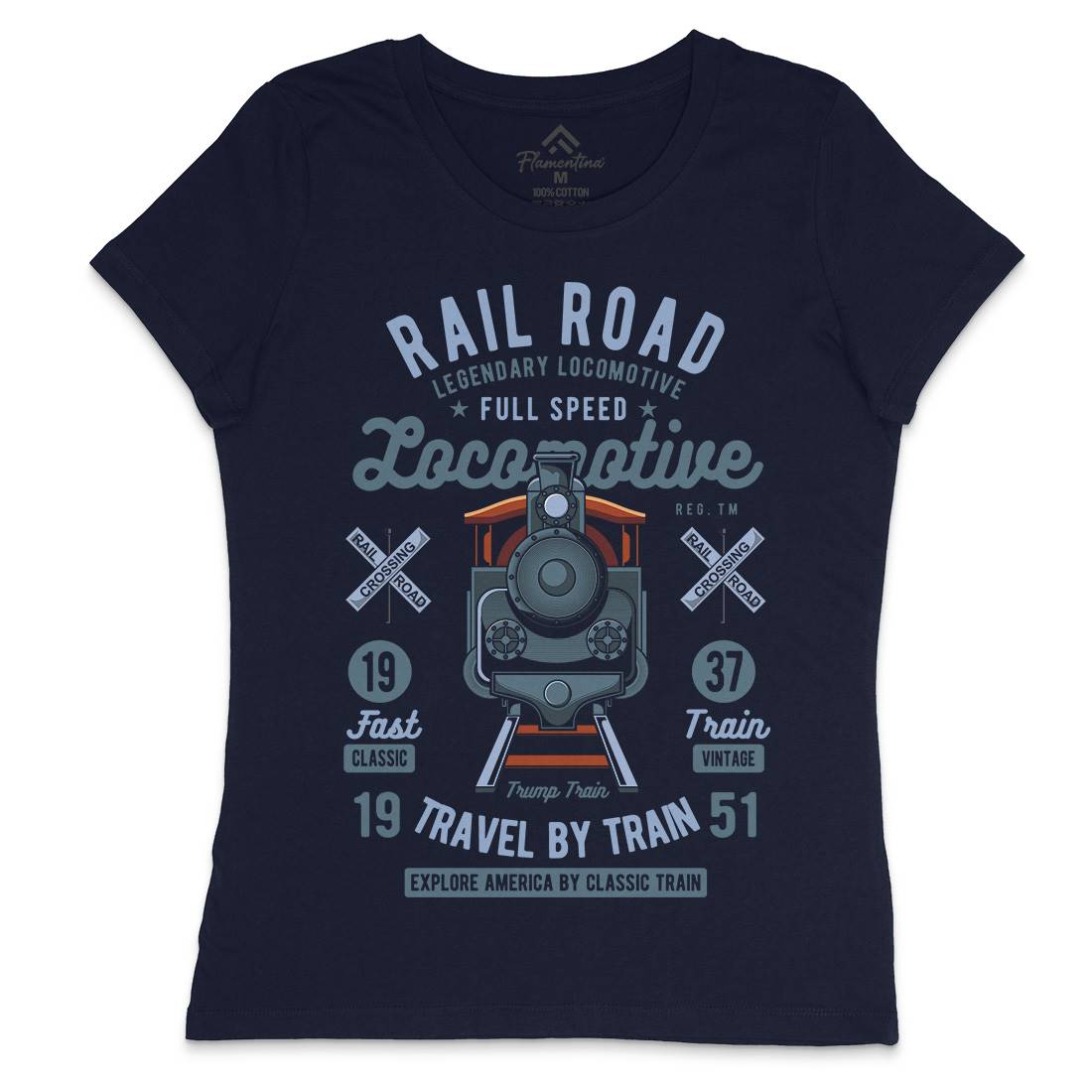 Rail Road Womens Crew Neck T-Shirt Vehicles C423