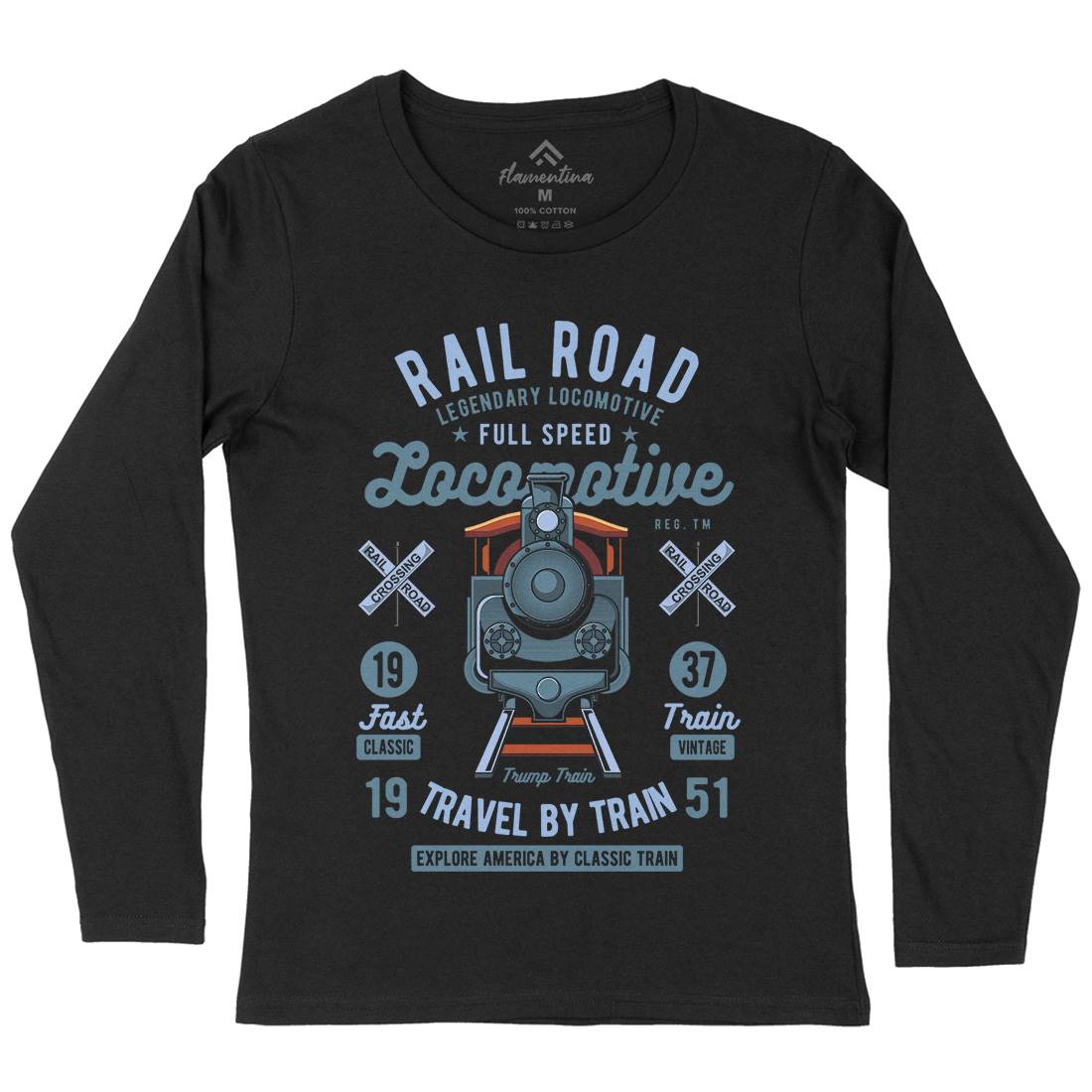 Rail Road Womens Long Sleeve T-Shirt Vehicles C423