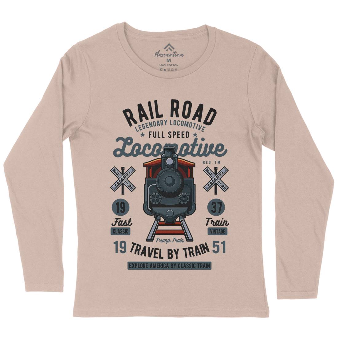 Rail Road Womens Long Sleeve T-Shirt Vehicles C423