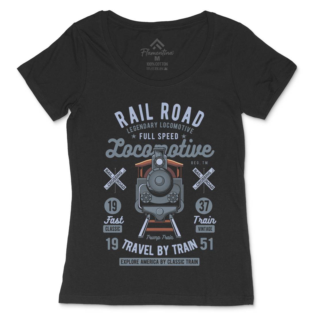 Rail Road Womens Scoop Neck T-Shirt Vehicles C423