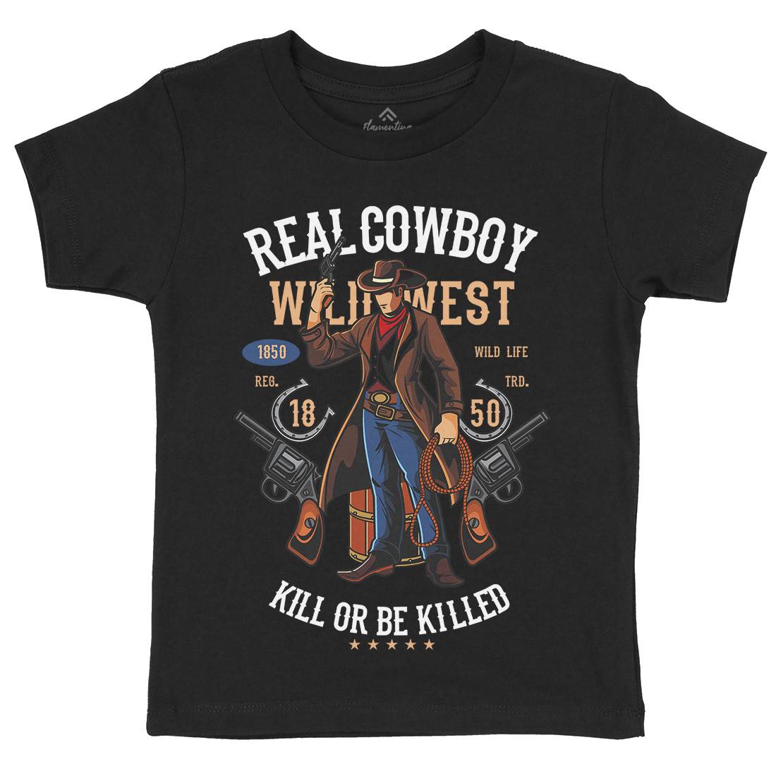 Real Cowboy Kids Crew Neck T-Shirt American C424
