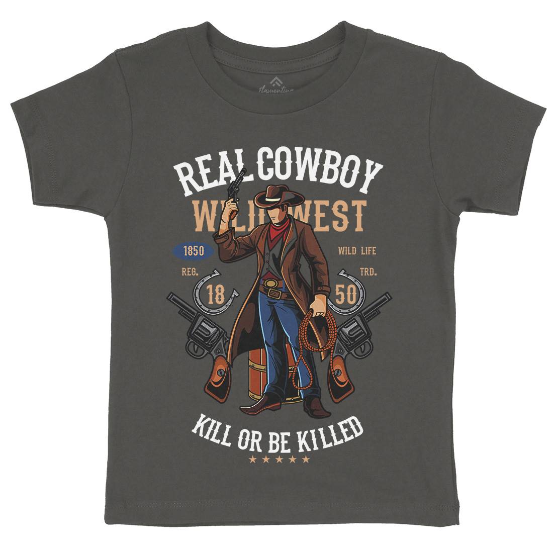 Real Cowboy Kids Organic Crew Neck T-Shirt American C424
