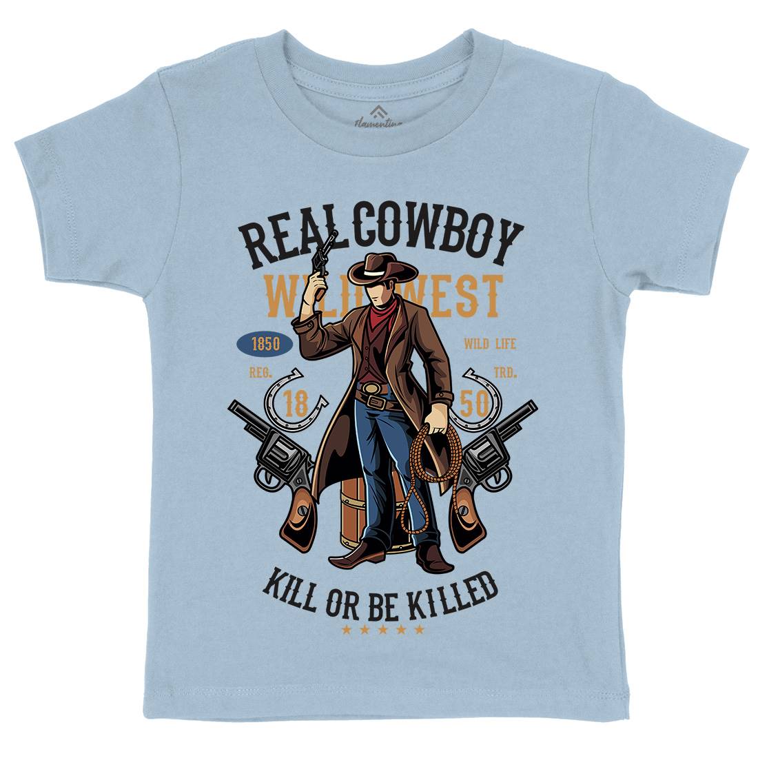 Real Cowboy Kids Crew Neck T-Shirt American C424
