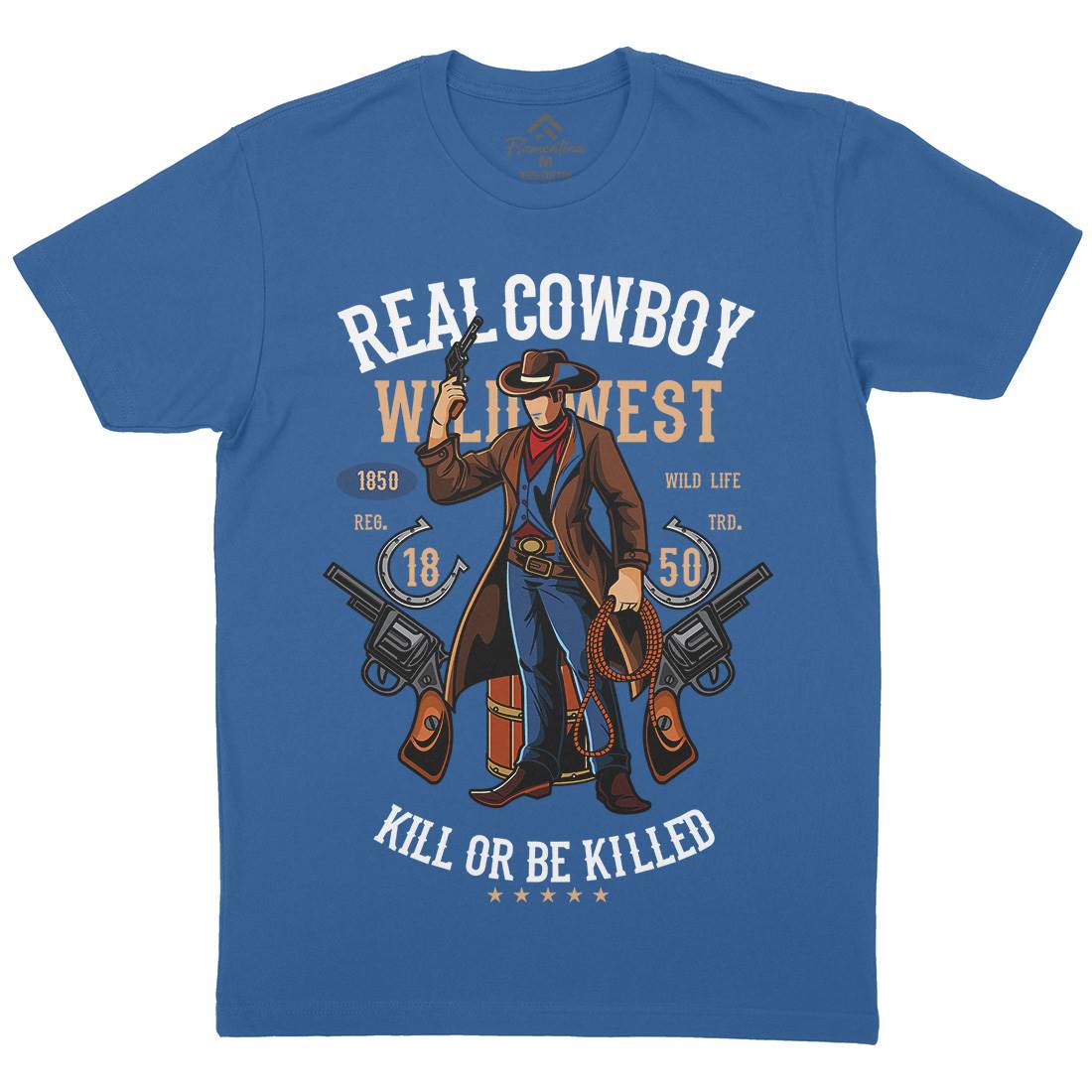 Real Cowboy Mens Crew Neck T-Shirt American C424