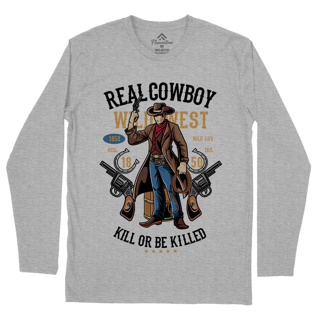 Real Cowboy Mens Long Sleeve T-Shirt American C424