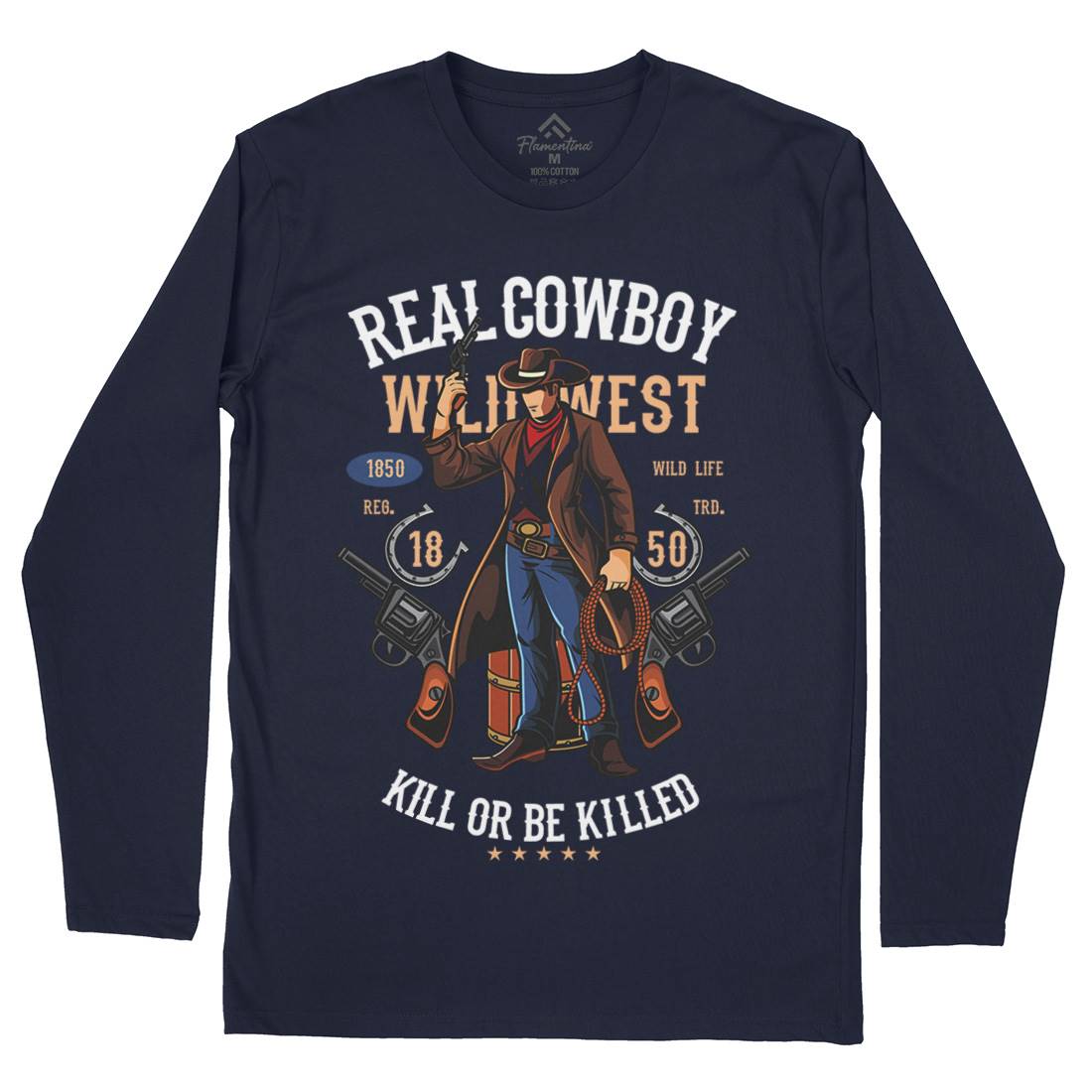 Real Cowboy Mens Long Sleeve T-Shirt American C424
