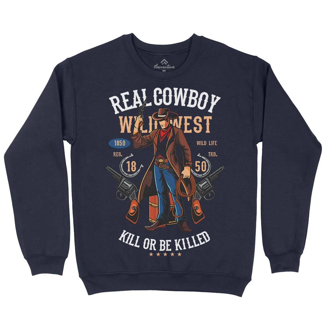 Real Cowboy Mens Crew Neck Sweatshirt American C424