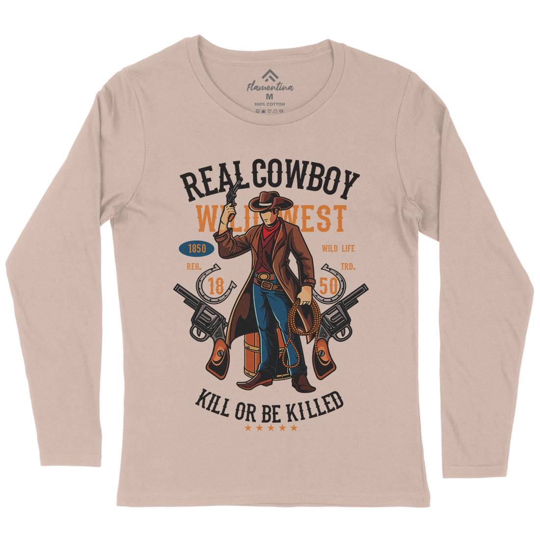 Real Cowboy Womens Long Sleeve T-Shirt American C424