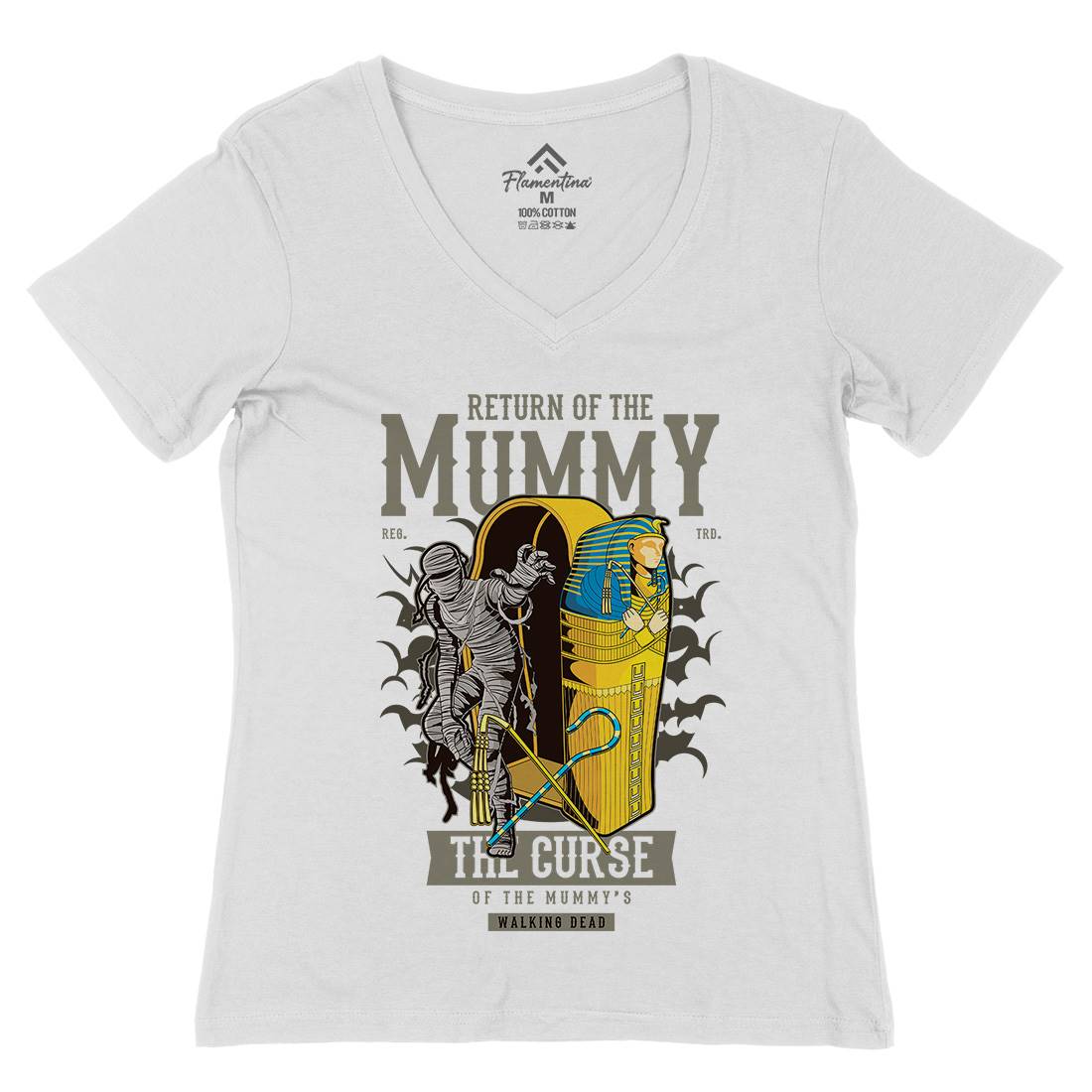 Return Of The Mummy Womens Organic V-Neck T-Shirt Horror C425