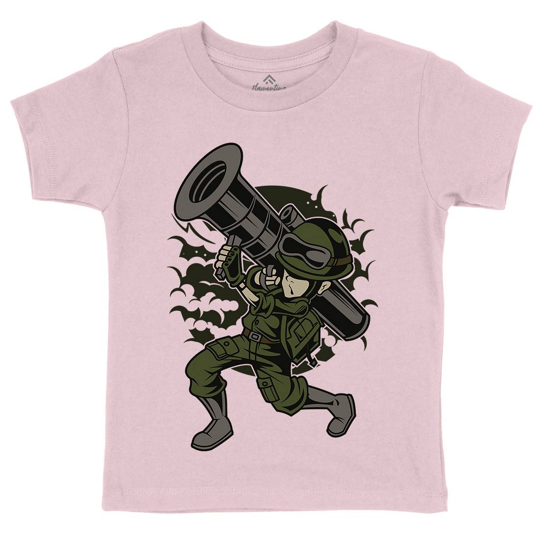 Rocket Launcher Kids Crew Neck T-Shirt Army C427