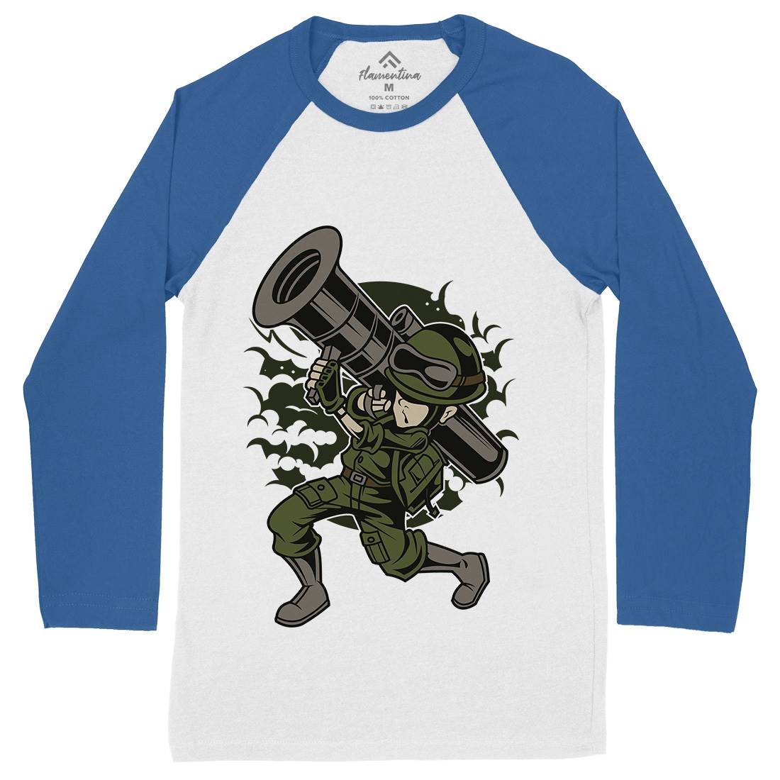 Rocket Launcher Mens Long Sleeve Baseball T-Shirt Army C427