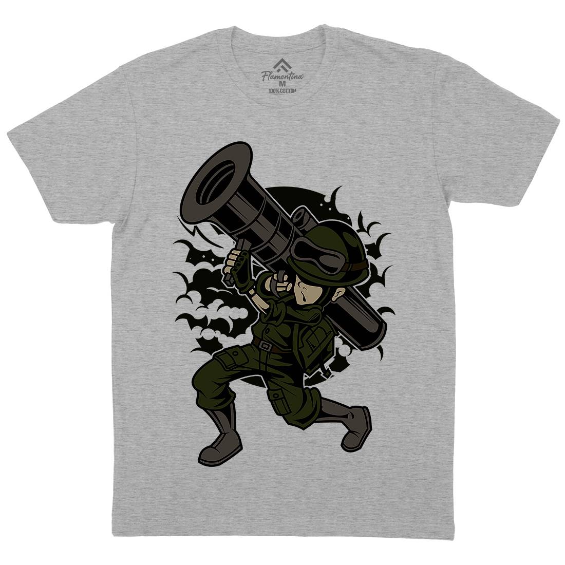 Rocket Launcher Mens Organic Crew Neck T-Shirt Army C427