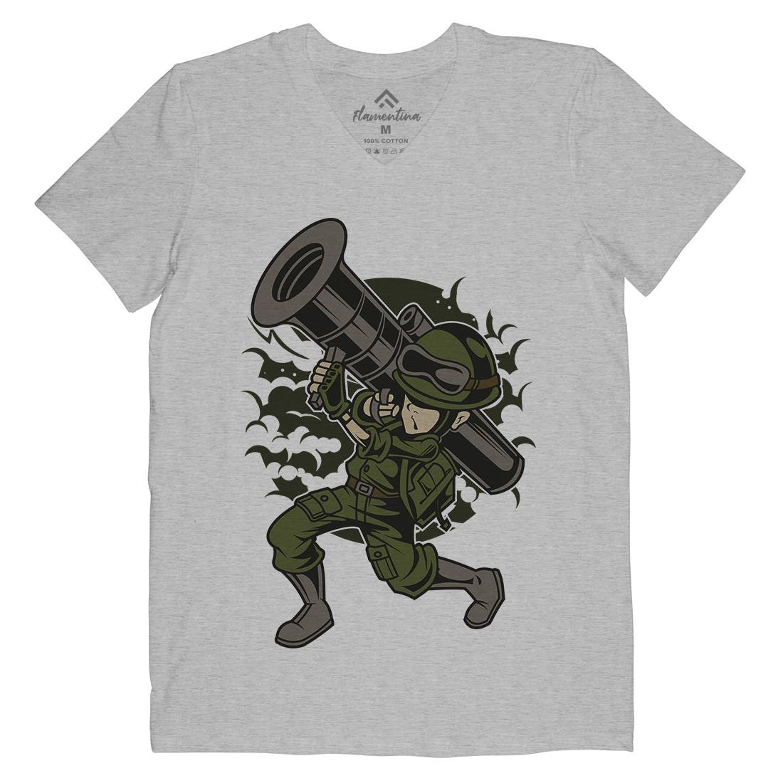 Rocket Launcher Mens V-Neck T-Shirt Army C427