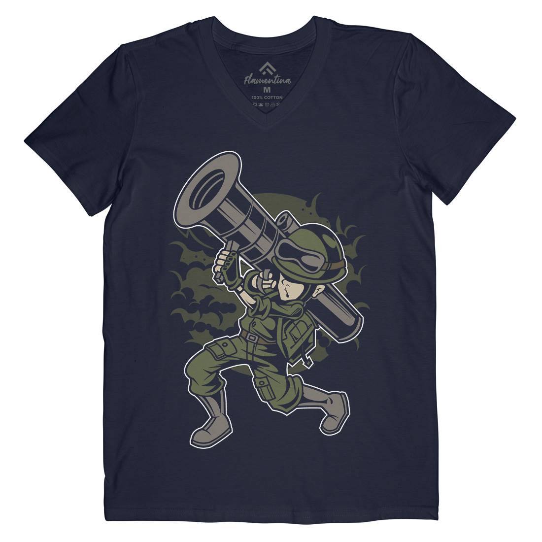 Rocket Launcher Mens Organic V-Neck T-Shirt Army C427