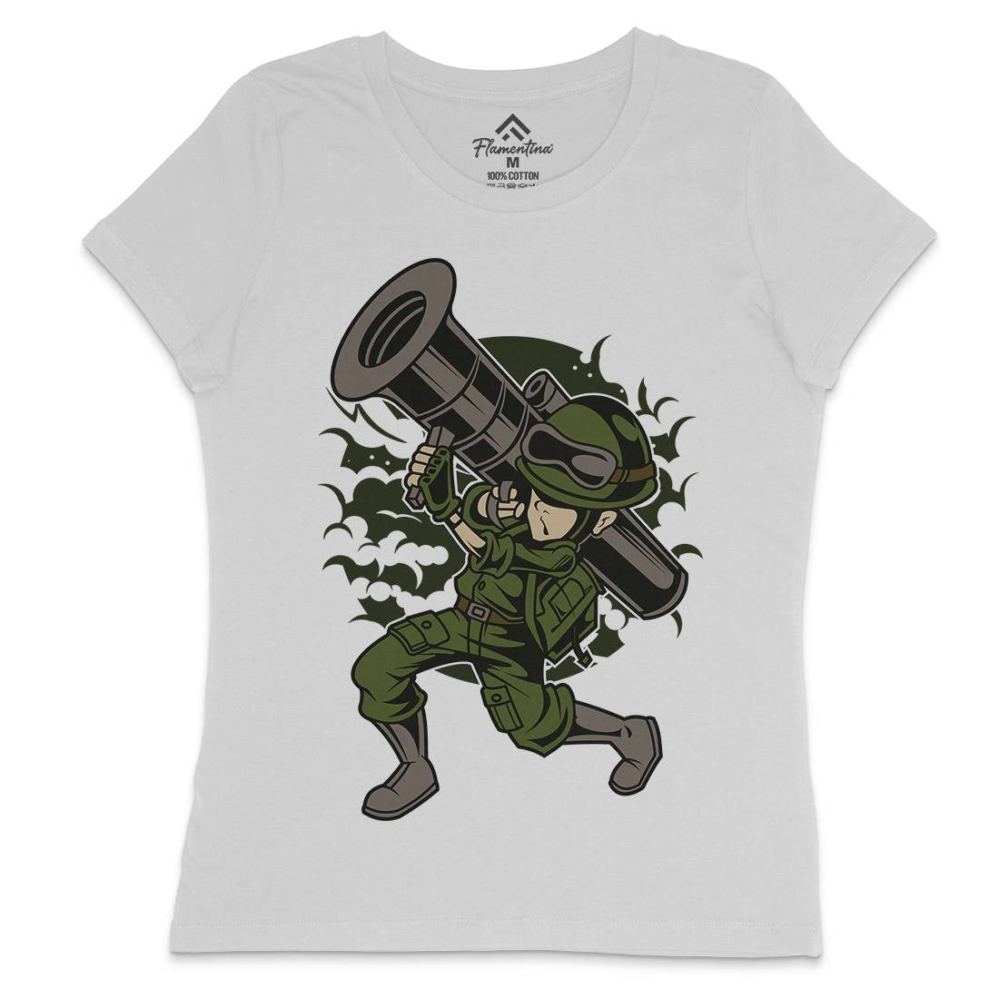 Rocket Launcher Womens Crew Neck T-Shirt Army C427