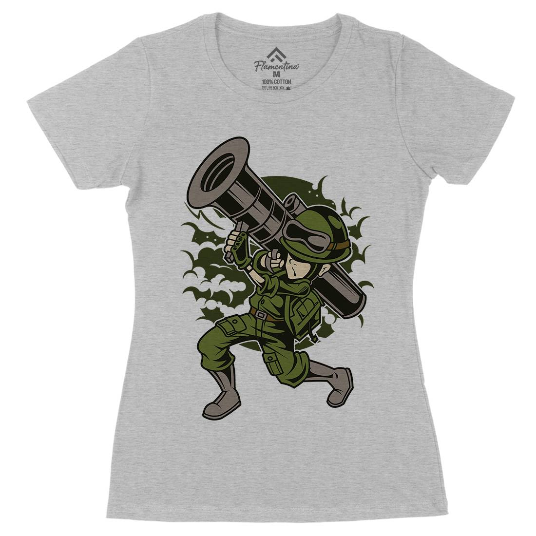 Rocket Launcher Womens Organic Crew Neck T-Shirt Army C427