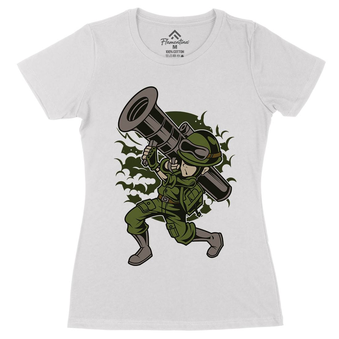 Rocket Launcher Womens Organic Crew Neck T-Shirt Army C427
