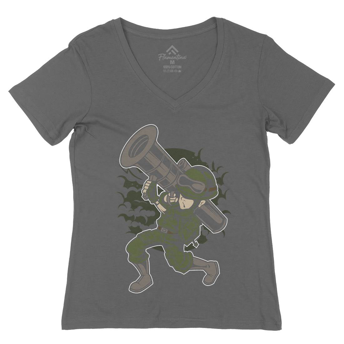 Rocket Launcher Womens Organic V-Neck T-Shirt Army C427