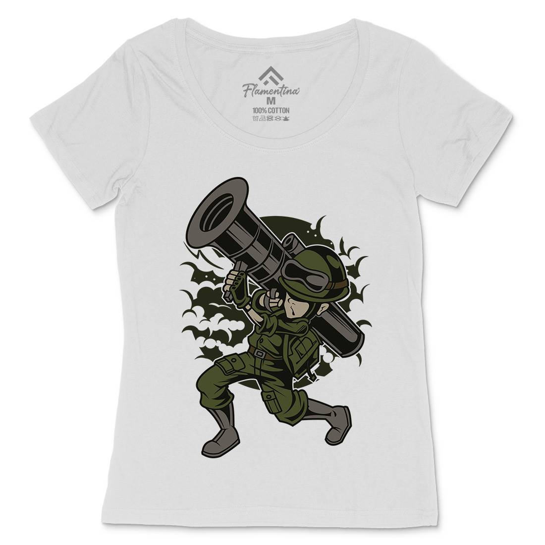 Rocket Launcher Womens Scoop Neck T-Shirt Army C427