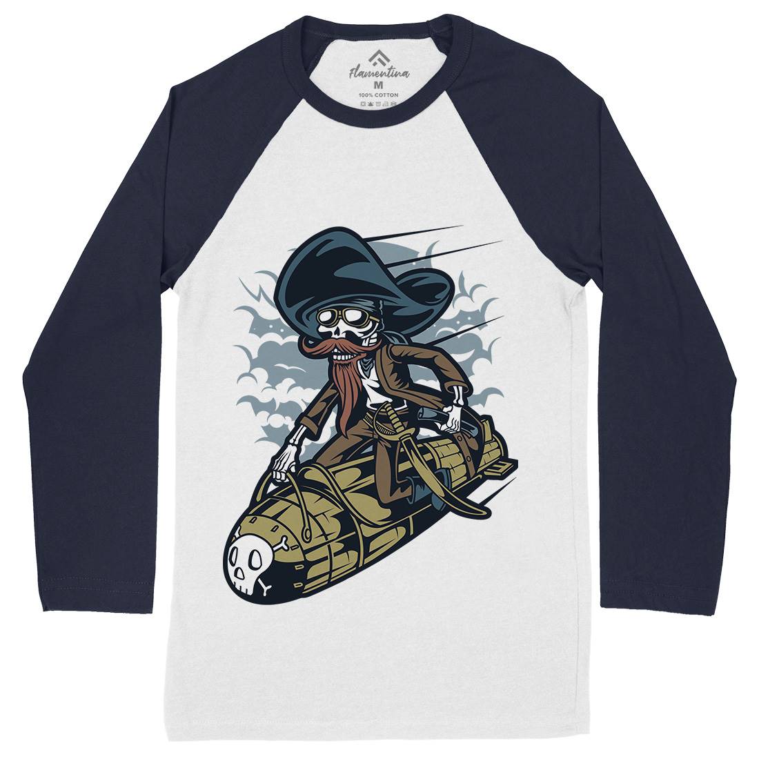 Rocket Rider Mens Long Sleeve Baseball T-Shirt Army C428