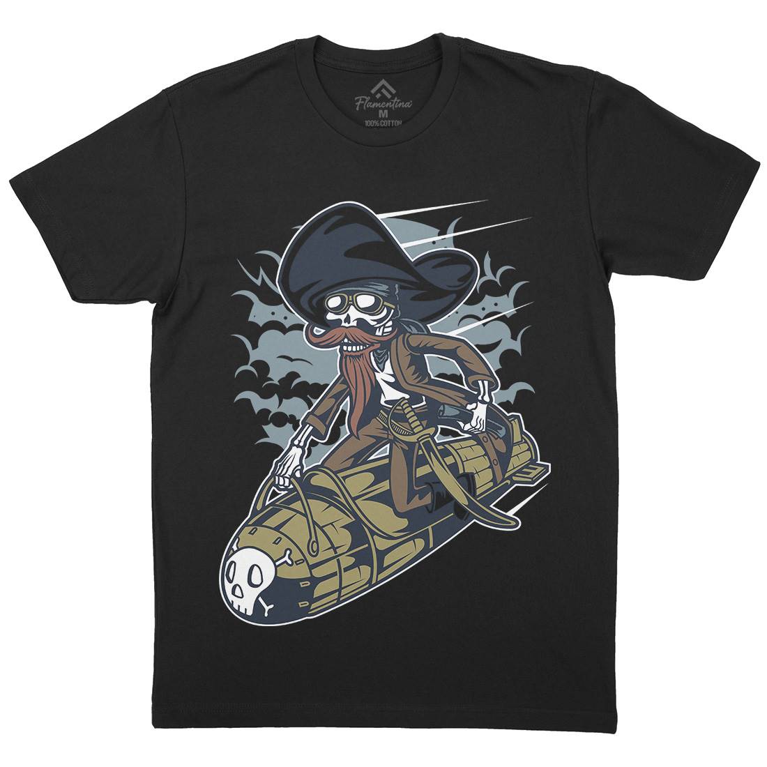 Rocket Rider Mens Organic Crew Neck T-Shirt Army C428