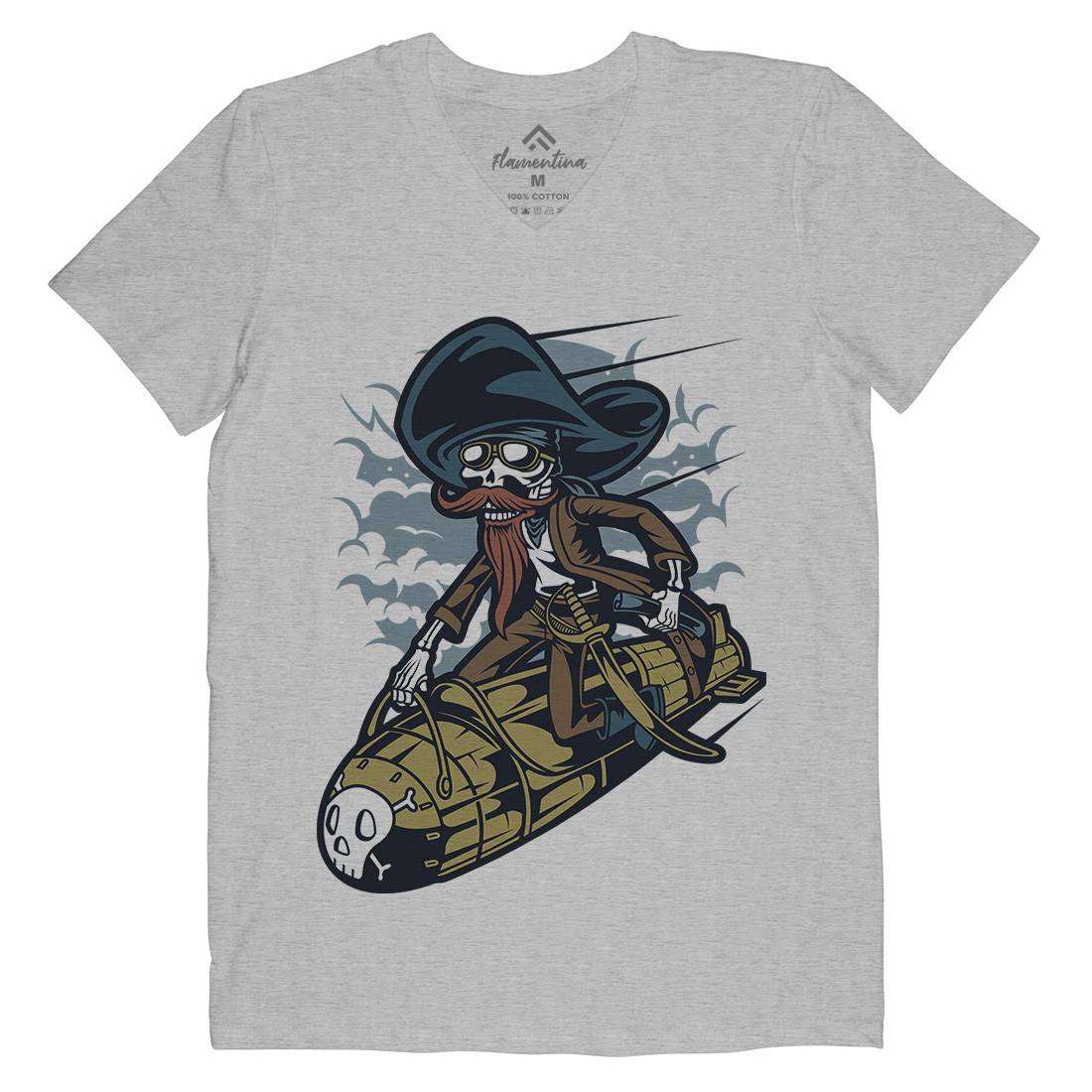 Rocket Rider Mens Organic V-Neck T-Shirt Army C428