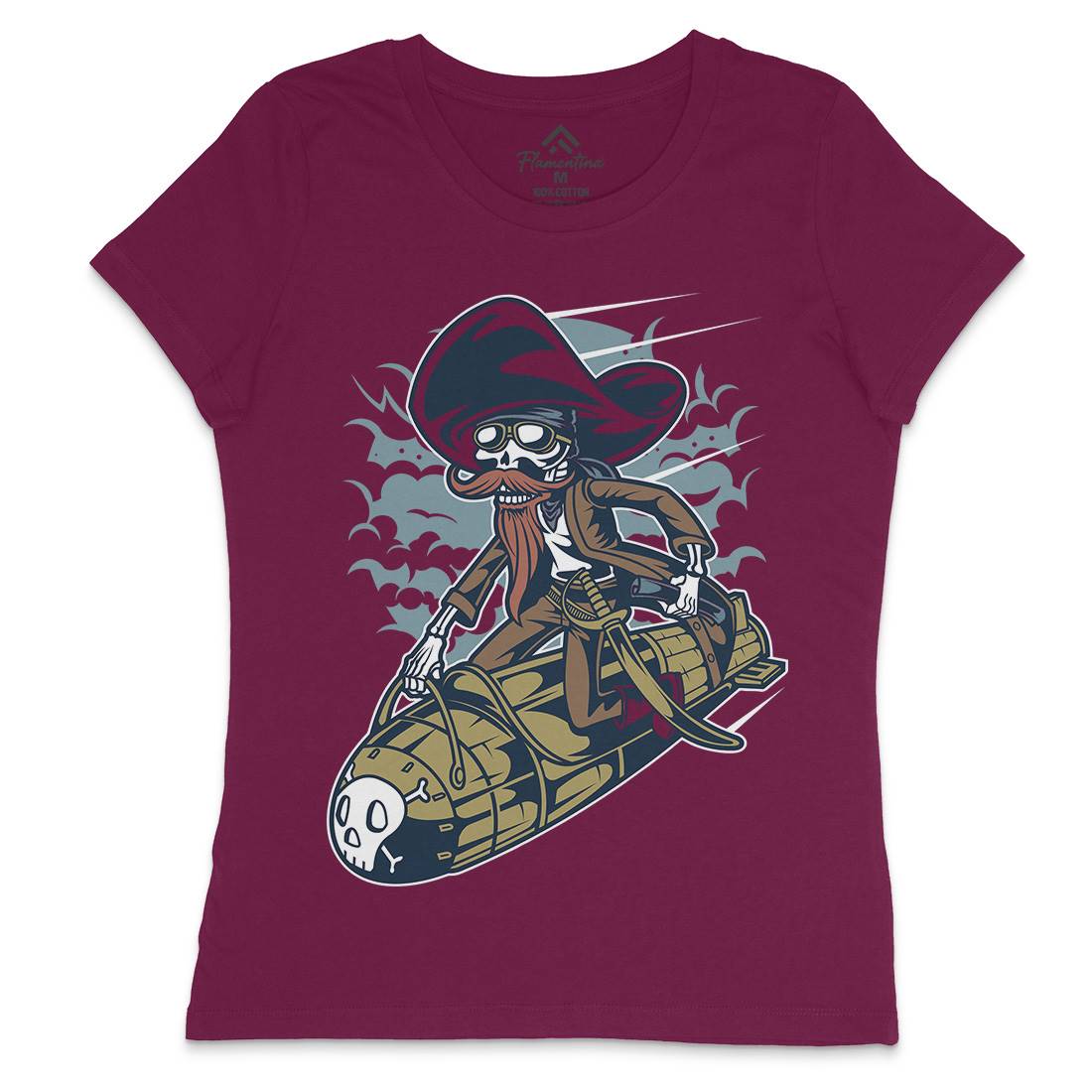 Rocket Rider Womens Crew Neck T-Shirt Army C428