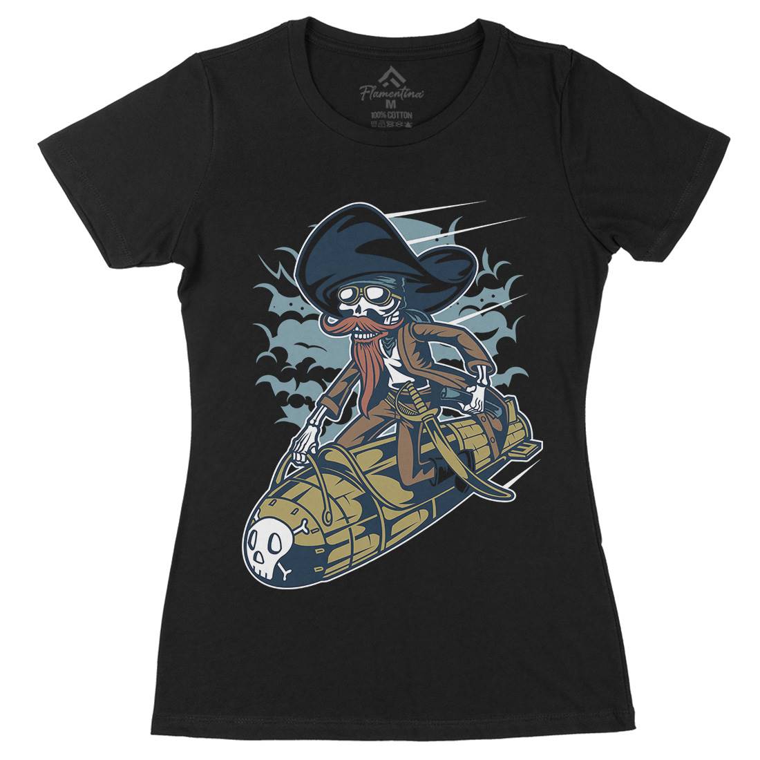 Rocket Rider Womens Organic Crew Neck T-Shirt Army C428