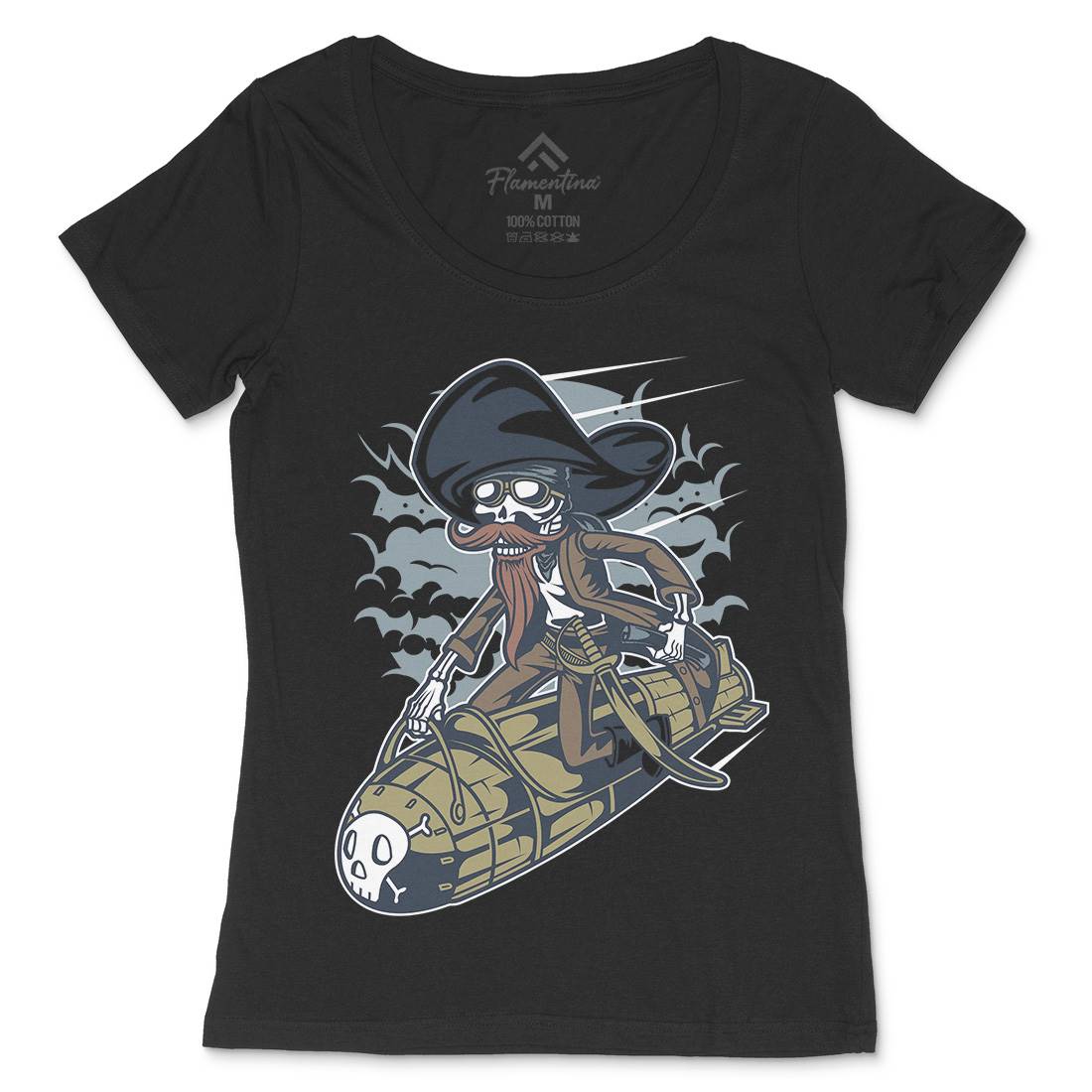 Rocket Rider Womens Scoop Neck T-Shirt Army C428