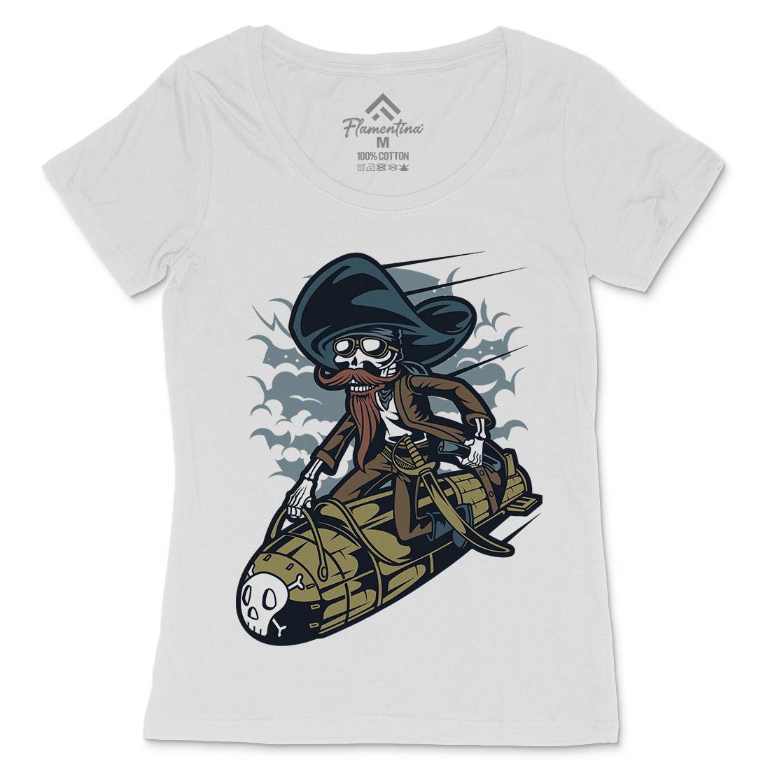 Rocket Rider Womens Scoop Neck T-Shirt Army C428