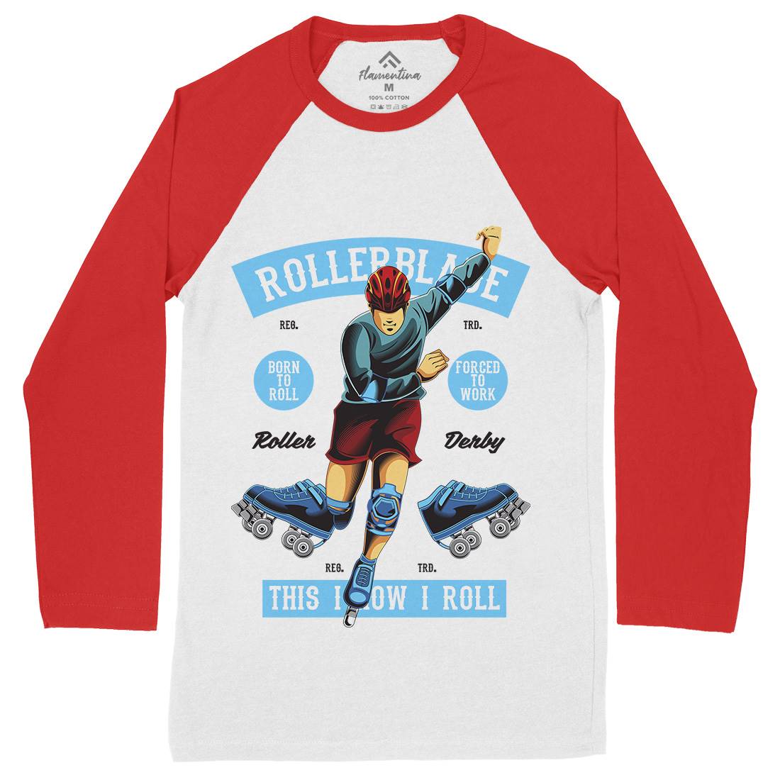 Rollerblade Mens Long Sleeve Baseball T-Shirt Skate C429