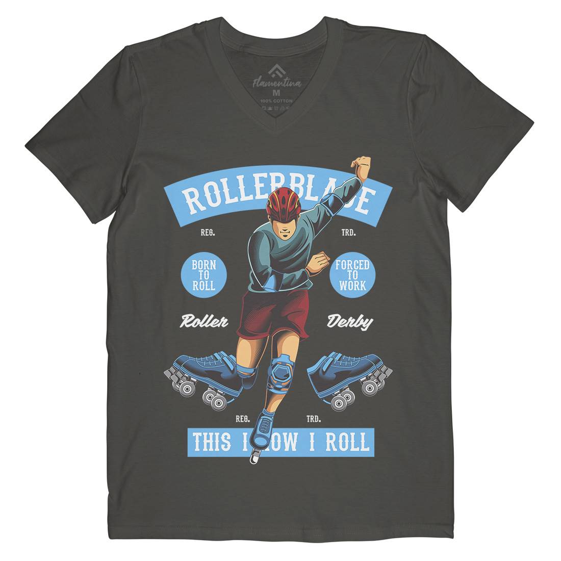 Rollerblade Mens V-Neck T-Shirt Skate C429
