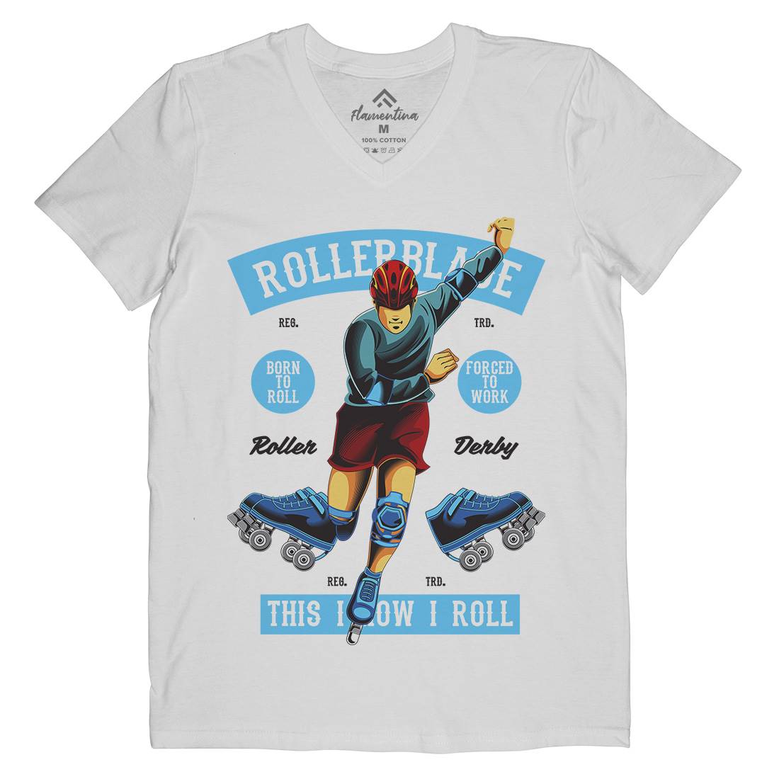 Rollerblade Mens V-Neck T-Shirt Skate C429