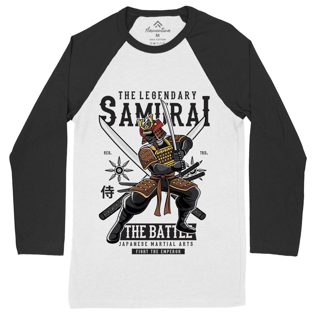 Samurai Mens Long Sleeve Baseball T-Shirt Warriors C430