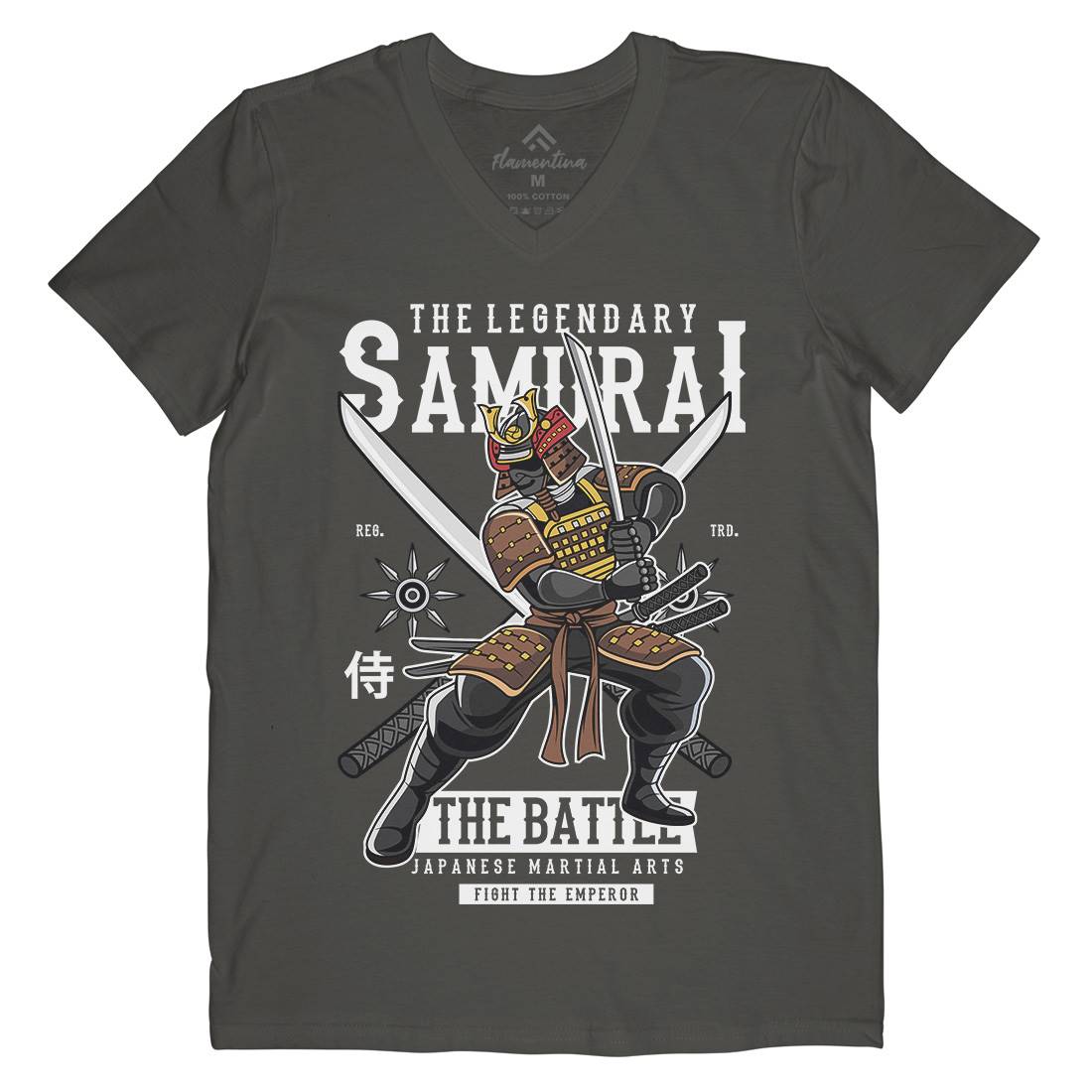 Samurai Mens V-Neck T-Shirt Warriors C430