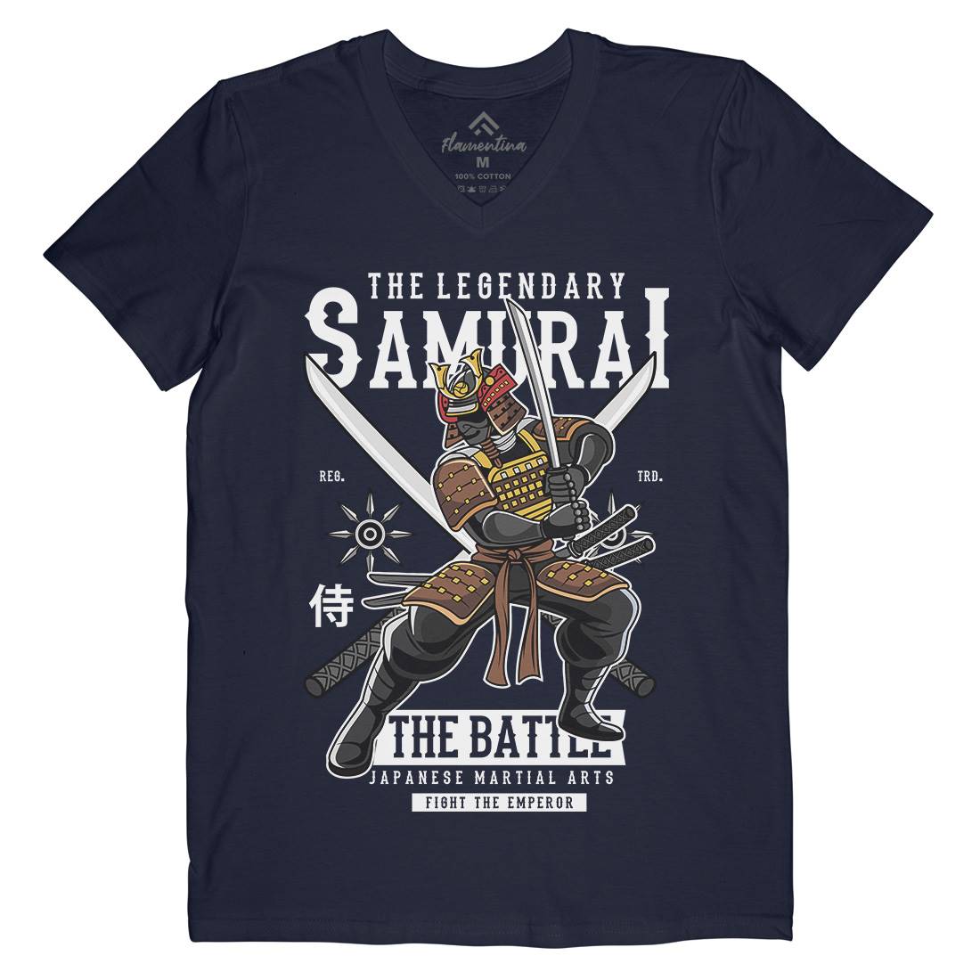 Samurai Mens V-Neck T-Shirt Warriors C430
